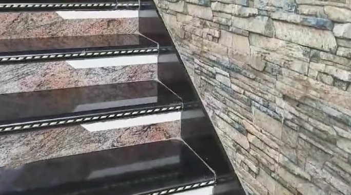 Granite Staircase with Black Border Detailing