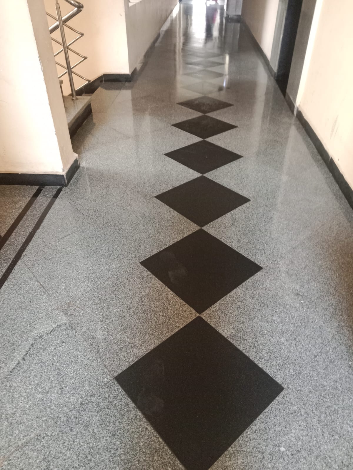 Polished Granite Corridor with Diamond Inlay