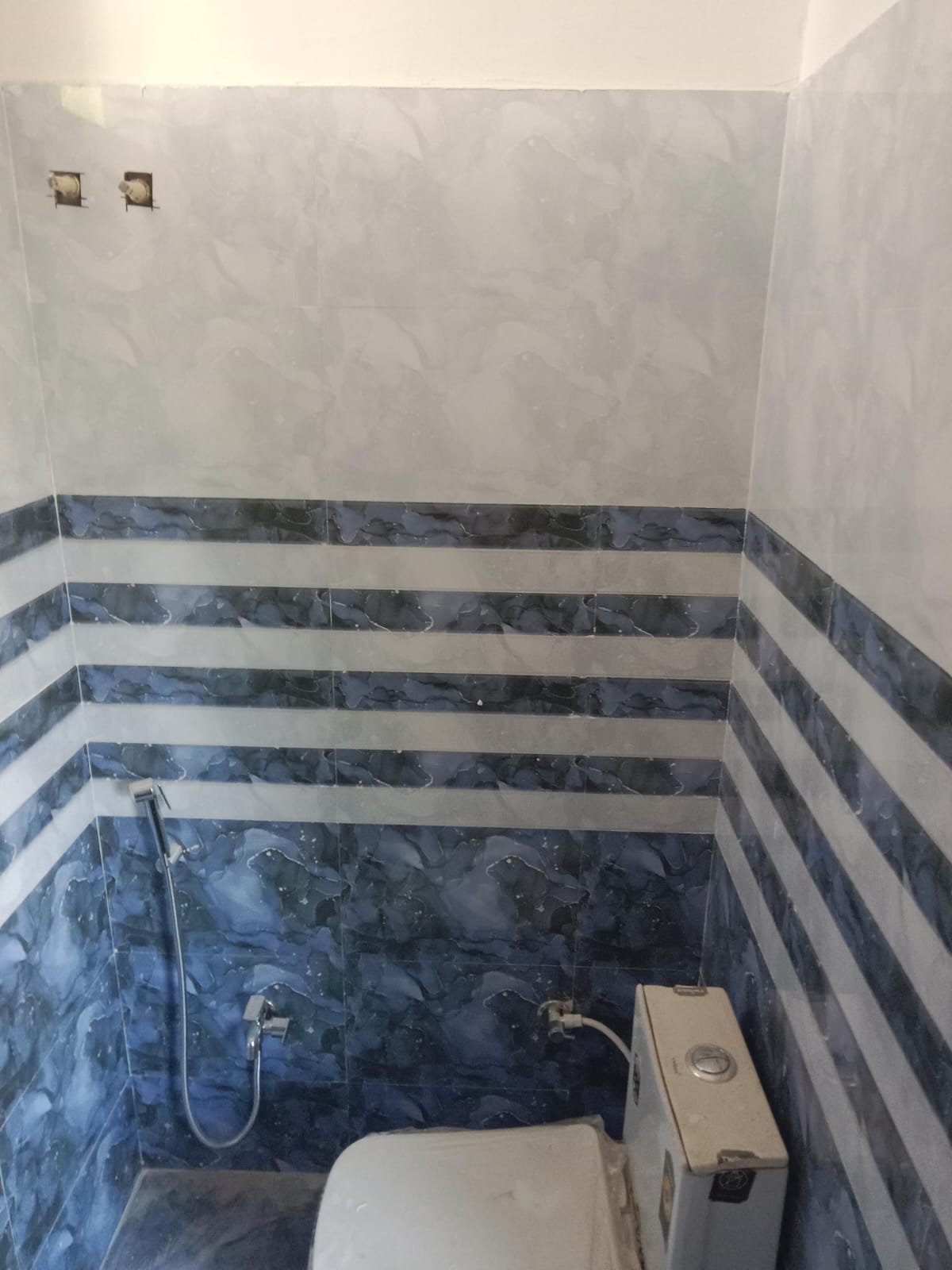 Blue & White Designer Bathroom Wall Tiling
